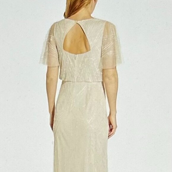 Adrianna Papell Womens White Beaded Cut Out Evening Dress Gown 16 - Picture 12 of 13